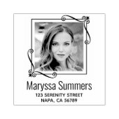 Hoek Wervelt Vierkant Lijst Aangepast Fotoadres Rubberstempel (Afrduk)