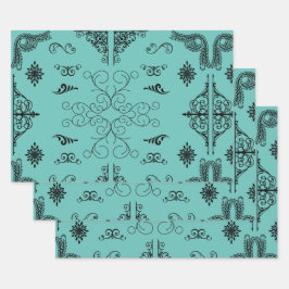 hoeken met een bloeiend lijst inpakpapier vel