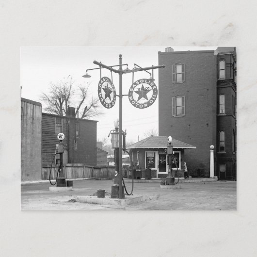 Hoekgasstation, 1925 briefkaart (Voorkant)