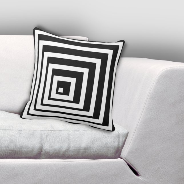 Hoekig Zwart & Wit Licht & Schaduwpatroon Kussen (Cornered Black & White Light & Shadow Pattern Throw Pillow)