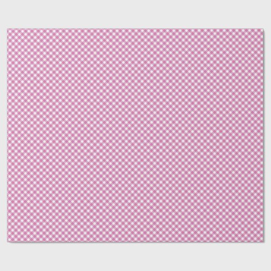Hoekige Roze en Witte Gingham Cadeaupapier (Vlak)