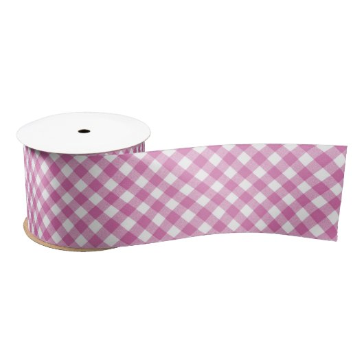 Hoekige Roze en Witte Gingham Lint (Spoel)