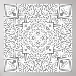 Hoekige stervlam mandala patroon kleur kunst poster
