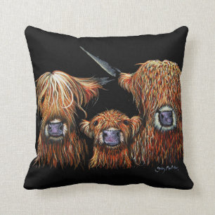 Hoekkoeien "We 3 Coos on Black" Pillow-kussen Kussen