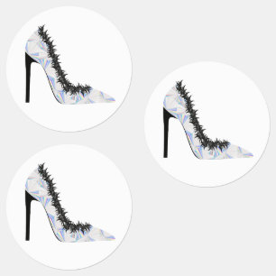 Hoekschoen met hologrameffect labels