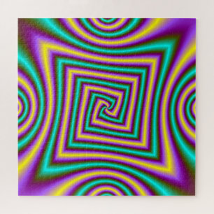 Hoekspiraal in Violet Yellow en Green Legpuzzel
