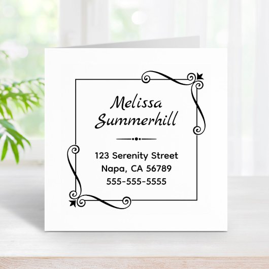 Hoekwervelingen Vierkant Lijst Adres Rubberstempel