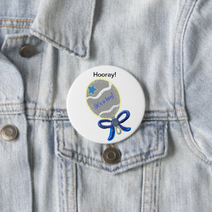 Hoera! Het is een jongen! Blauwe Ster Aankondiging Ronde Button 7,6 Cm