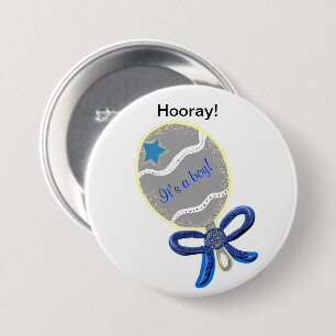 Hoera! Het is een jongen! Blue Star Announcement B Ronde Button 7,6 Cm