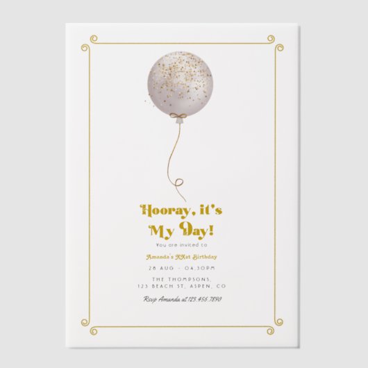 Hoera, het is mijn dag! verjaardagsfeestje vellum uitnodigingen (Voorkant)