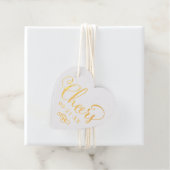 Hoera in Modern Script Trouwdatum Bedankjes Labels (Met doos)