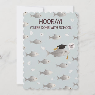 Hoera! Je bent klaar met school, grappige vis afge Feestdagenkaart