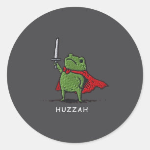 Hoera Kikker Ridder Grappig Zwaard Meme Citaat Ronde Sticker