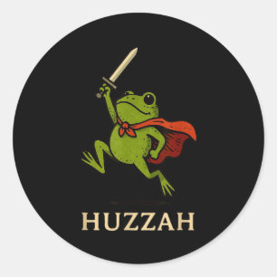 Hoera Kikker Ridder Grappig Zwaard Meme Citaat Ronde Sticker