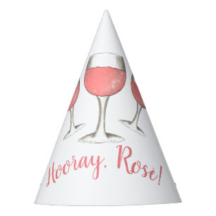 Hoera, Rosé. Blush roze roze glas wijn Winery Feesthoedjes