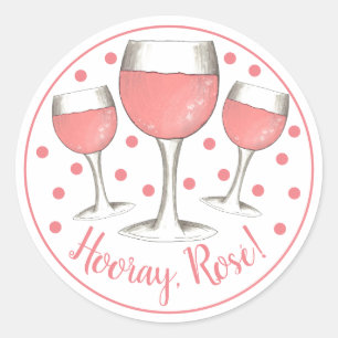 Hoera, Rosé. Blush roze roze glas wijn Winery Ronde Sticker