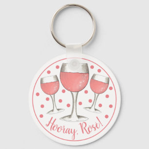 Hoera, Rosé. Blush roze roze glas wijn Winery Sleutelhanger