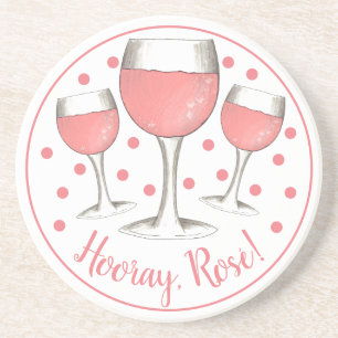 Hoera, Rosé. Blush roze roze glas wijn Winery Zandsteen Onderzetter