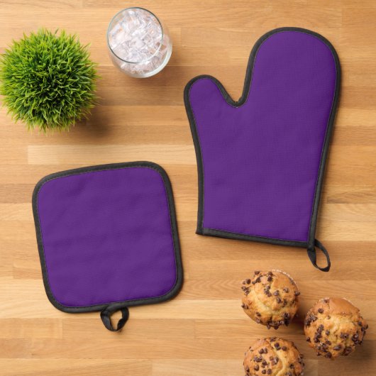 Hoera! Royal Paarse hittebescherming Ovenwant & Pannenlap Set (Top down)