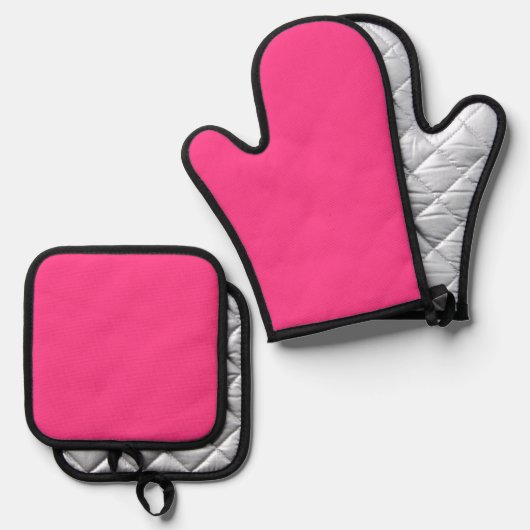 Hoera!  Roze Hittebescherming Ovenwant & Pannenlap Set (Voorkant / Achterkant)