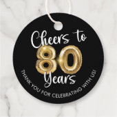 Hoera voor 80 Years Script Balloon Bedankjes Labels (Achterkant)