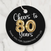 Hoera voor 80 Years Script Balloon Bedankjes Labels (Voorkant)