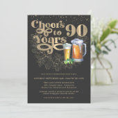 Hoera voor 90 jaar | Milestone verjaardagsfeestje Kaart (Staand voorkant)