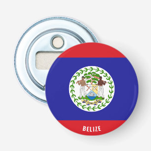 Hoera voor Belize! Prachtig patriottisch Button Flesopener