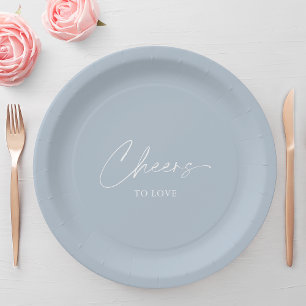 Hoera voor de liefde - Dusty Blue Wedding Papieren Bordje
