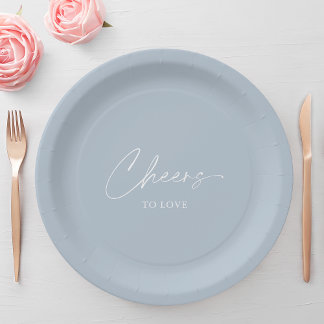 Hoera voor de liefde - Dusty Blue Wedding Papieren Bordje