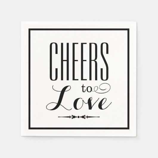 Hoera voor de liefde zwarte bruiloft typografie servetten (Voorkant)