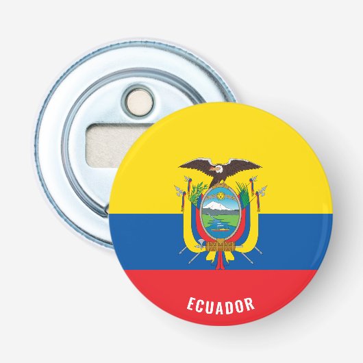 Hoera voor Ecuador! Prachtig patriottisch Button Flesopener (Voorkant)