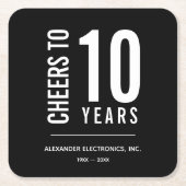 Hoera voor Jaren in Business Jubileum Vierkante Kartonnen Onderzetter (Voorkant)