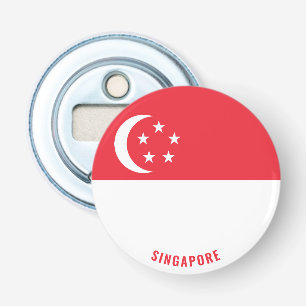 Hoera voor Singapore! Prachtig patriottisch Button Flesopener