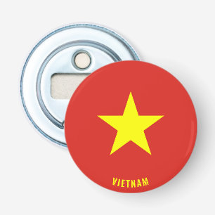 Hoera voor Vietnam! Prachtig patriottisch Button Flesopener