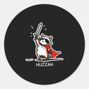Hoera Wasbeer Ridder Grappig Zwaard Meme Citaat Ronde Sticker