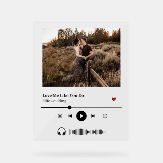 Hoesje Aangepast lied van afspeellijst Acryl Bord (Voorkant)