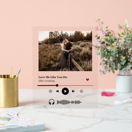 Hoesje Aangepast lied van afspeellijst Acryl Bord (Huwelijk)