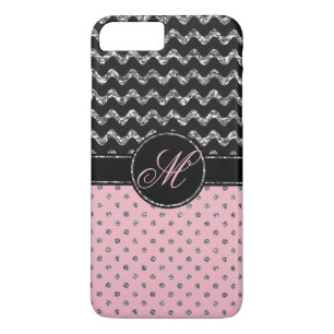 Hoesje-Mate Hoesje   Roze Glitter Chevron Monogram