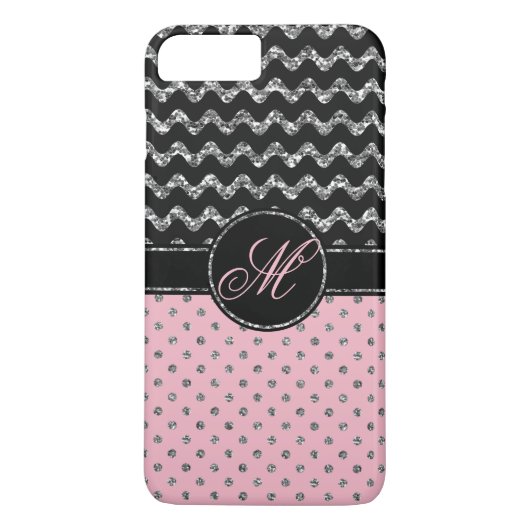 Hoesje-Mate Hoesje | Roze Glitter Chevron Monogram (Achterkant)