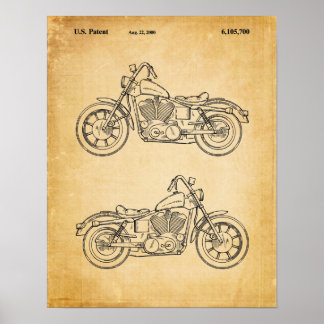 Hoesje motorfiets - Oude boekpagina Poster