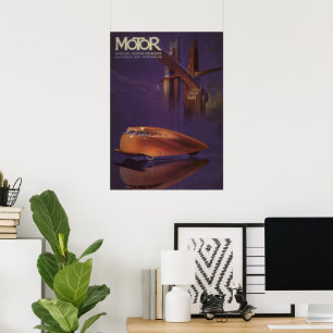  Hoesje motormagazijn, Futuristic City Car Poster