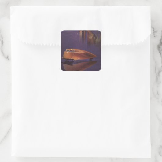 Hoesje motormagazijn, Futuristic City Car Vierkante Sticker (Tas)