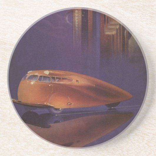 Hoesje motormagazijn, Futuristic City Car Zandsteen Onderzetter (Voorkant)