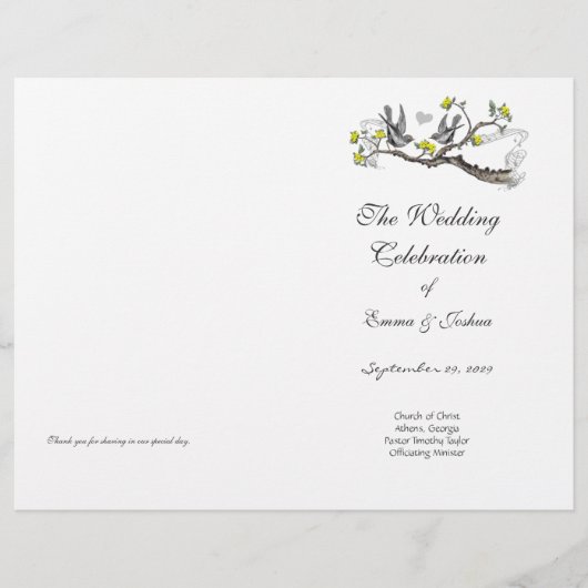 Hoesje programma voor vogelgeel en grijs (Voorkant)