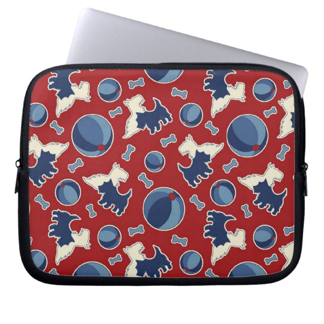Hoesje Scottie Retro Pattern Laptop Sleeve (Voorkant)