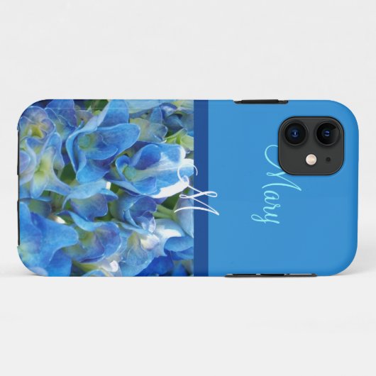 Hoesje van blauwe hydrangeenbloem (Achterkant (horizontaal))