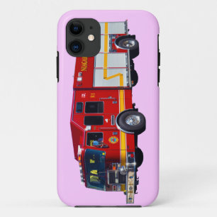 Hoesje van brandweerauto's met rode brandweermotor