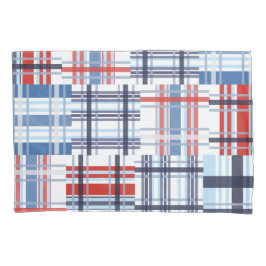 Hoesje van de rode, witte en blauwe Madras Pillow Kussensloop