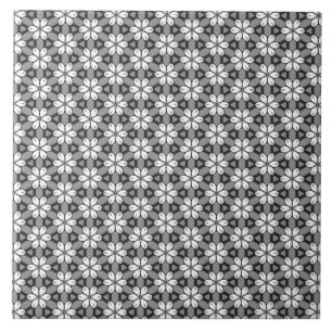 Hoesje van grijze, zwarte en witte Floral Duvet Tegeltje